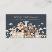 Navy Bruine Pups Daisy Flower Dog Groomer Pet Visitekaartje (Voorkant)