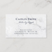 Navy Brush Stroke Zilver Wit Folie Marmer Visitekaartje (Achterkant)