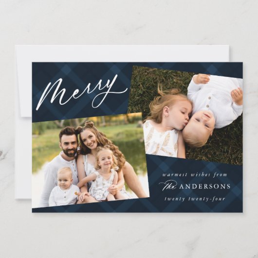 Navy Brushed Pset 3 Foto Feestdagenkaart (Voorkant)
