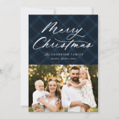 Navy Brushed Pset Merry Kerstmis 3 Foto Feestdagenkaart (Voorkant)