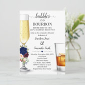 Navy Bubbles & Bourbon voor ik paren douche Kaart (Staand voorkant)