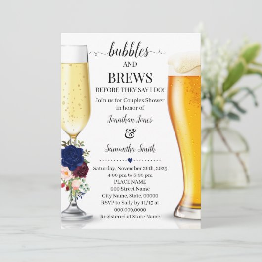 Navy Bubbles en brouwerijen voor ik paren douche Kaart (Staand voorkant)