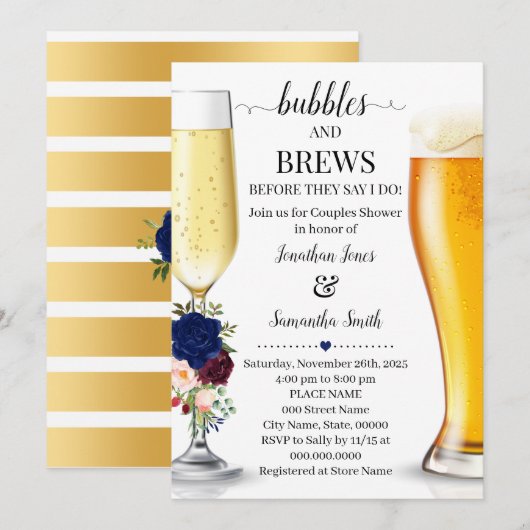 Navy Bubbles en brouwerijen voor ik paren douche Kaart (Voorkant / Achterkant)