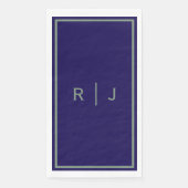 Navy Bue Sage Green Monogram Name Cool Wedding Servet (Voorkant)