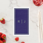 Navy Bue Sage Green Monogram Name Cool Wedding Servet (Insitu)