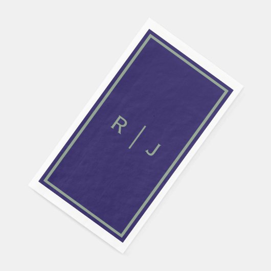 Navy Bue Sage Green Monogram Name Cool Wedding Servet (Hoek)