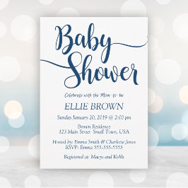 Navy Buffalo Pset Simple Baby shower Invitation Kaart
