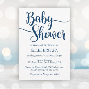 Navy Buffalo Pset Simple Baby shower Invitation Kaart