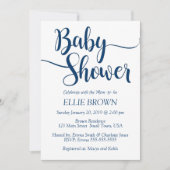 Navy Buffalo Pset Simple Baby shower Invitation Kaart (Voorkant)