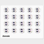 Navy burgudy floral boho chic retouradres ronde sticker (Vel)
