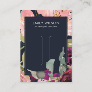 NAVY BURGUNDY BLUSH FLORAL HAIR CLIP DISPLAY CARD VISITEKAARTJE