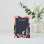 NAVY BURGUNDY BLUSH FLORAL HAIR CLIP DISPLAY CARD VISITEKAARTJE (Staand voorkant)