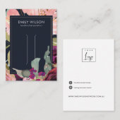 NAVY BURGUNDY BLUSH FLORAL HAIR CLIP DISPLAY CARD VISITEKAARTJE (Voorkant / Achterkant)