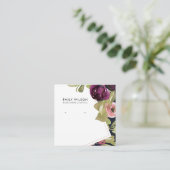 NAVY BURGUNDY BLUSH FLORAL STUD EARRING DISPLAY VIERKANTE VISITEKAARTJE (Staand voorkant)