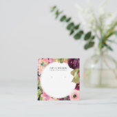 NAVY BURGUNDY BLUSH FLORAL STUD EARRING DISPLAY VIERKANTE VISITEKAARTJE (Staand voorkant)