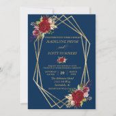 Navy Burgundy Blush Gold Lijst Gold Wedding Modern Kaart (Voorkant)