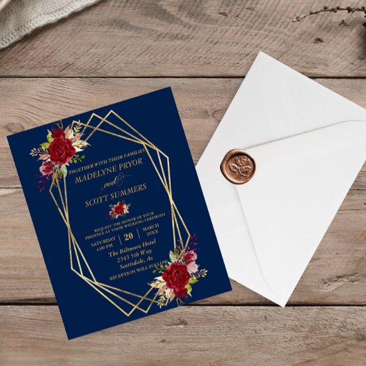 Navy Burgundy Blush Gold Lijst Gold Weduwbudget Flyer