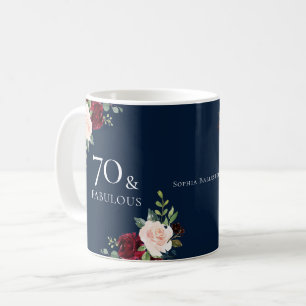Navy Burgundy Blush Woman 70th Birthday Party Gift Koffiemok