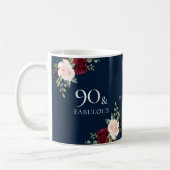 Navy Burgundy Blush Woman 90th Birthday Party Gift Koffiemok (Links)