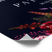 Navy Burgundy Boho Floral Welcome Wedding Sign Poster (Hoek)