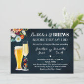 Navy Burgundy Bubbles and Brews Wedding Shower Kaart (Staand voorkant)