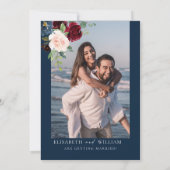 Navy Burgundy en Blush Save the Date Invitation Kaart (Achterkant)