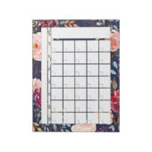 Navy Burgundy Floral Monthly Planner Agenda Notitieblok (Linkerzijde)