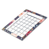 Navy Burgundy Floral Monthly Planner Agenda Notitieblok (Schuin)