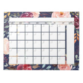 Navy Burgundy Floral Monthly Planner Agenda Notitieblok (Voorkant)
