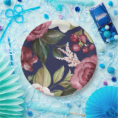 Navy Burgundy Floral Paper Bord (Feest)