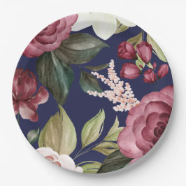 Navy Burgundy Floral Paper Bord