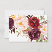 Navy Burgundy Floral Save the Date Kaart (Achterkant)