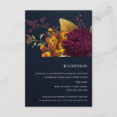 NAVY  BURGUNDY FLORAL WEDDING RECEPT INFORMATIEKAARTJE (Voorkant)