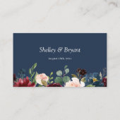 Navy Burgundy Floral Wedding Website RSVP QR Code Informatiekaartje (Achterkant)