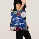 Navy Burgundy Floral Wreath Moeder van de Groom Tote Bag (Dichtbij)