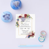 Navy Burgundy Gold Lijst Gold Weddenschap Flyer (Enkel)