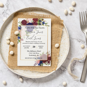 Navy Burgundy Gold Lijst Gold Weddenschap Kaart