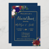 Navy Burgundy Gold Rehearsal Dinner Wedding Kaart (Voorkant / Achterkant)