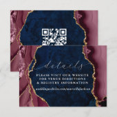 Navy, Burgundy & Goud Agate Details Kaart (Voorkant / Achterkant)