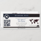 Navy Burgundy Map Boarding Pass Wedding Invitation Kaart (Voorkant / Achterkant)