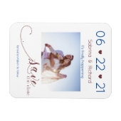 Navy Burgundy Photo Minimalist Save the Date Magneet (Horizontaal)