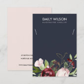 NAVY BURGUNDY PROTEA FLORAL KETTING DISPLAY KAART (Voorkant / Achterkant)