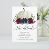 Navy Burgundy Pumpkin Weduwgoedkaart Informatiekaartje (Staand voorkant)