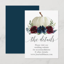 Navy Burgundy Pumpkin Weduwgoedkaart