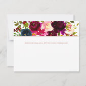 Navy+Burgundy Waterverf Bouquet bedankt Save The Date (Achterkant)