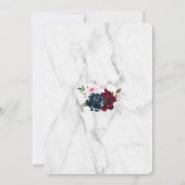 Navy Burgundy Waterverf Roos Gold Marble Photo Save The Date (Achterkant)