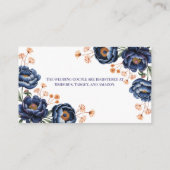 Navy & Burnt Orange Floral Wedding Registry Informatiekaartje (Achterkant)