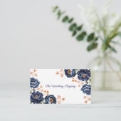 Navy & Burnt Orange Floral Wedding Registry Informatiekaartje (Staand voorkant)