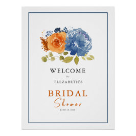 Navy Burnt Oranje Vrijgezellenfeest bruiloft welko Perfect Poster