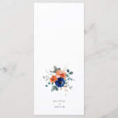 Navy Burnt Sinaasappel Bloemen Boho Zomer Herfst B Menu (Achterkant)